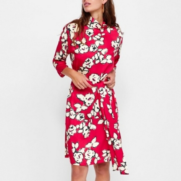 Zara red floral dress - Picture 9 of 11